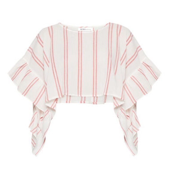 NEW BCBGeneration Ruffle Sleeve Striped Top - Picture 8 of 8
